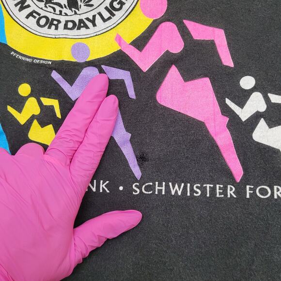 Vintage 1993 Marathon Shirt Womens Medium 19x23 Black Schwister - Picture 6 of 15